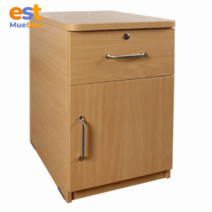 Mesa de noche con puerta abatible y una gaveta en melamina MN-0005 | 44cm Ancho x 56cm Fondo x 65cm Alto