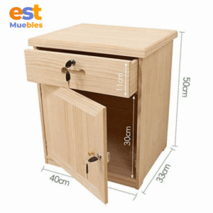 Mesa de noche con cerrado en gaveta y puerta abatible MN-0008 | 40cm Ancho x 33cm Fondo x 50cm Alto