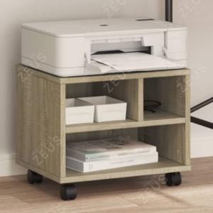 Mueble para Impresora ZEUS-MPI0028 | Melamina Gris y Ruedas