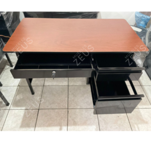 Escritorio Secretarial CMK - Estructura Negra - Cubierta Color Peral - 1.20 Ancho x 0.65 Profundidad x 0.75 Altura