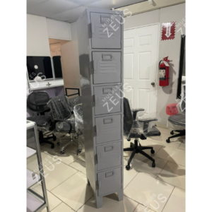 Locker 6 puertas - PREMIUN JNX - Aleta Porta Candado -1.80 m Alto x 0.30 m Ancho x 0.40 Fondo - GRIS CLARO