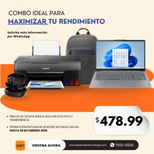 Audífonos Inalámbricos + Impresora + Mochila + Laptop