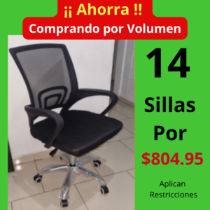 14 Unidades de Silla Ejecutiva de Respaldo de Malla Bruselas- Color Negro - Soporta 250 LBS - AHORRA - Comprando en Volumen