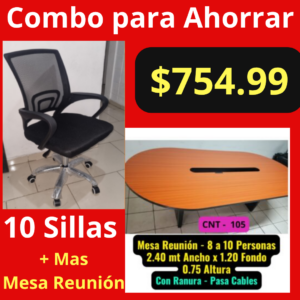 Combo para Ahorrar - Sillas de Oficina Ejecutiva + Mesa de Reunion