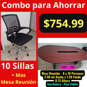 Combo para Ahorrar - Sillas de Oficina Ejecutiva + Mesa de Reunion