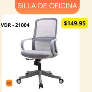 Silla de Oficina Ergonómica VDR-21004 Muebles Zeus® – Respaldo Mesh y Asiento Gris