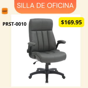 Silla de Oficina Presidencial PRST-0010 Muebles Zeus® – Ergonómica, Cuero Gris Oscuro