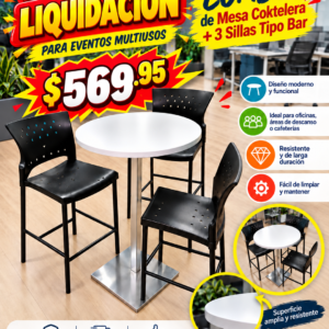 Combo Mesa y 3 Sillas