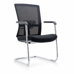 Silla de Oficina de Espera Elegante Moderna Tipo Trineo Cromado Modelo Imperial de Malla | Muebles Zeus El Salvador