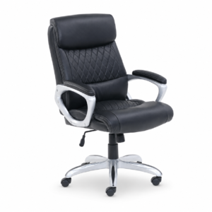 Silla de Oficina Presidencial para Dolor de Espalda PRST 0011 Muebles Ergonmica Plata de Cuero PU | Muebles Zeus El Salvador